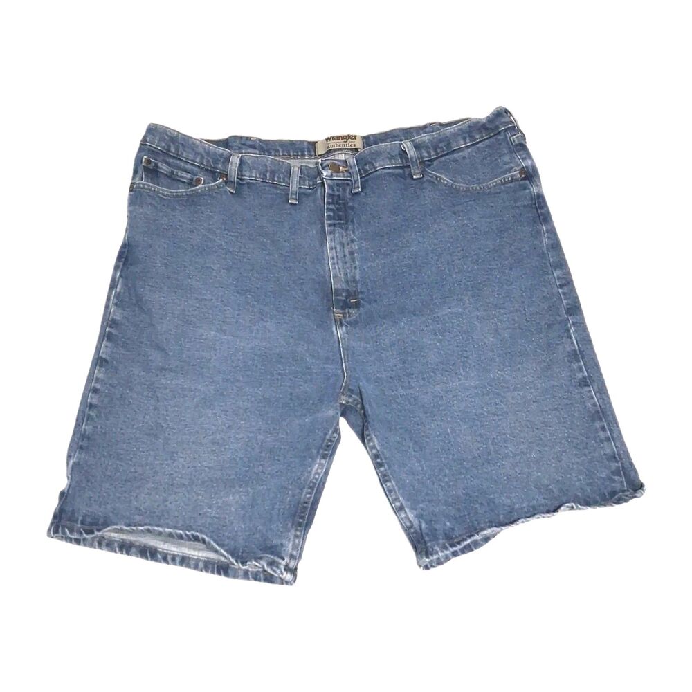 Sz 46 Wrangler Authentics Blue Denim Shorts Mens Raw Hem Heavyweight Cotton